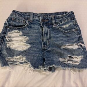 American Eagle Outfitters Blue Jean Shorts Distressed Cut-Off